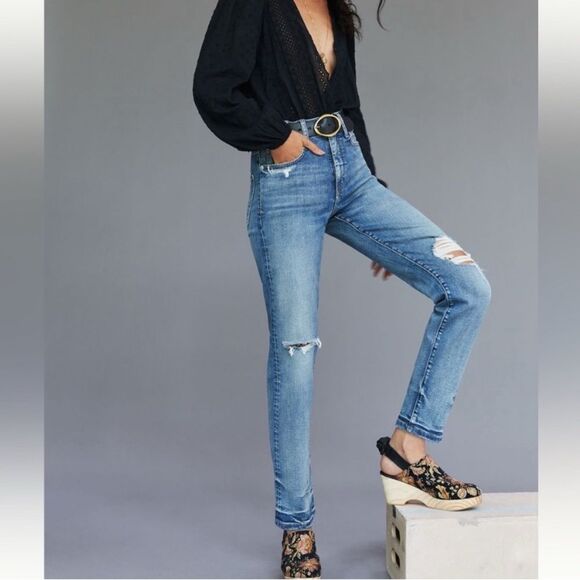 Anthropologie x Pilcro The Selvedge Vintage Straight Distressed Jeans Size 27 - Picture 1 of 16